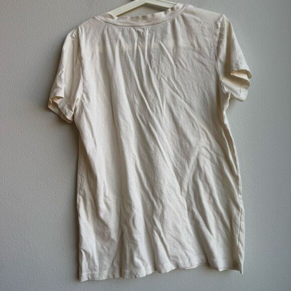 L’Agence Becca Vintage White Short Sleeve V Neck 100% Cotton t Shirt Size XXL - Picture 7 of 9